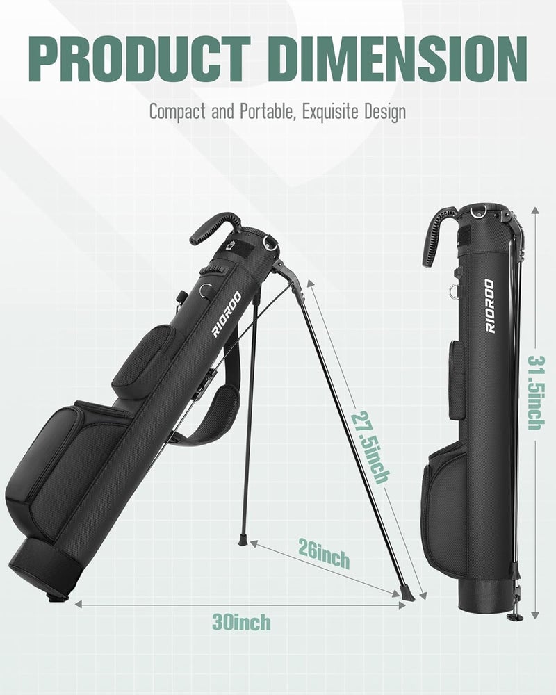 RIOROO Golf Stand Bag, Lightweight Par 3 Golf Bag Holds Up to 7 Clubs with Two Way Dividers Cooler Pocket Shoulder Strap and Multiple Storage Pockets for Men and Women - Image 4